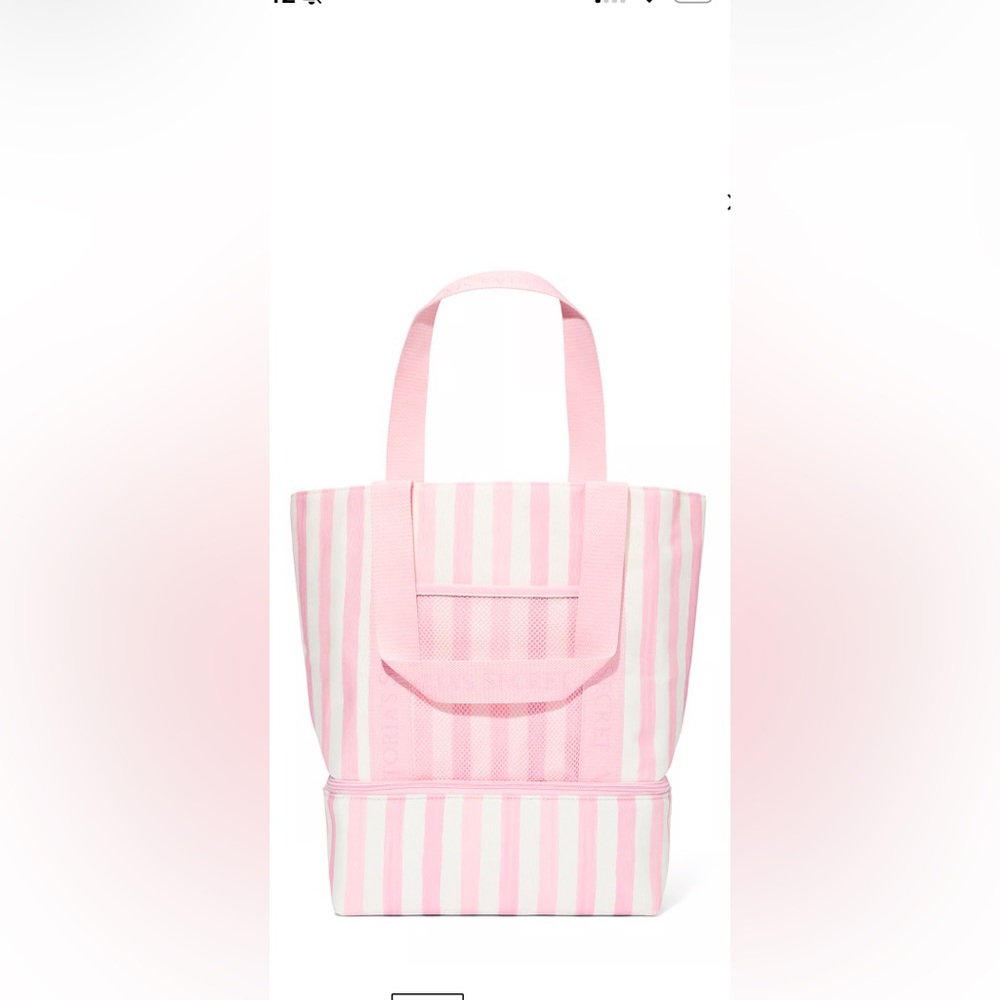 NWT Victoria's Secret Pink and White Striped Cooler